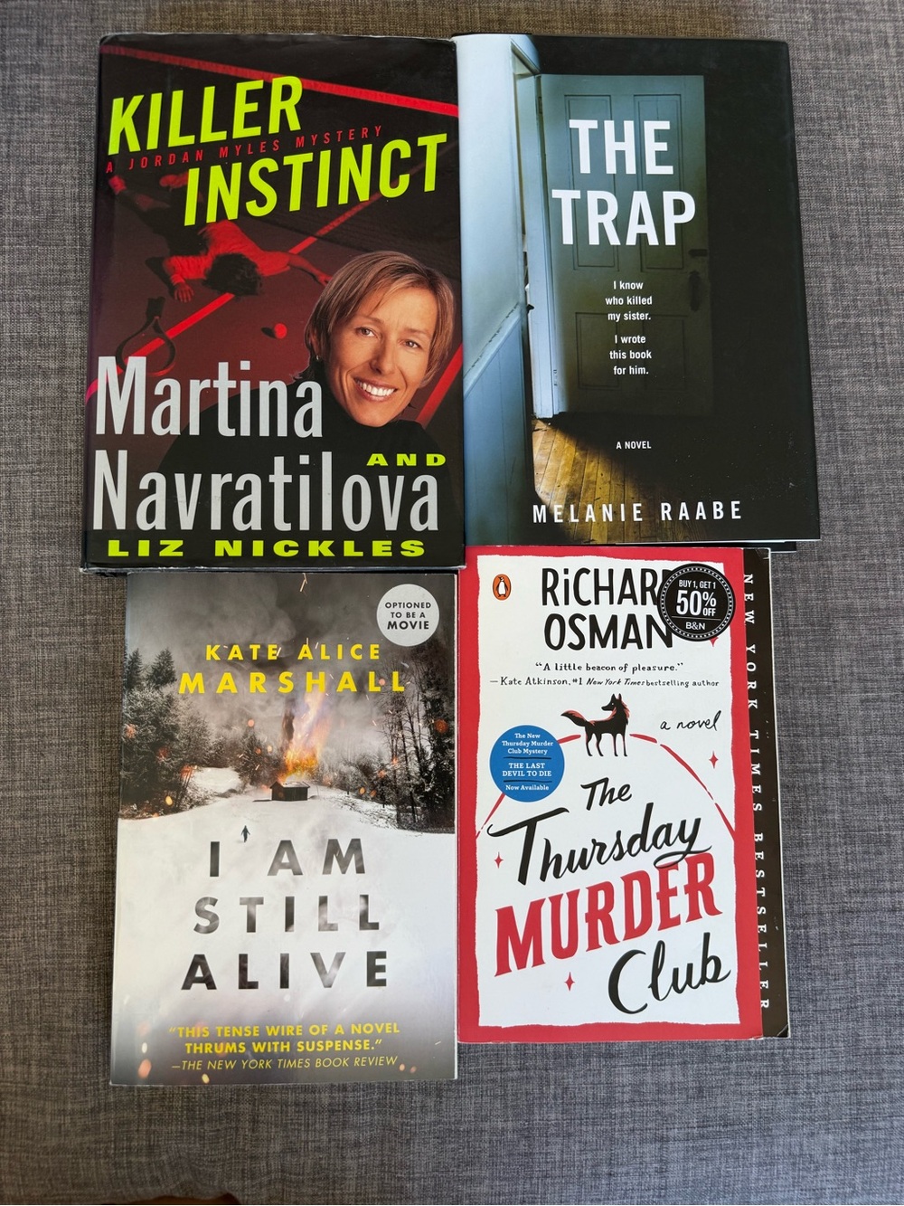Set of 4 Mystery & Thriller Hardcover/Paperback Books - Assorted Covers